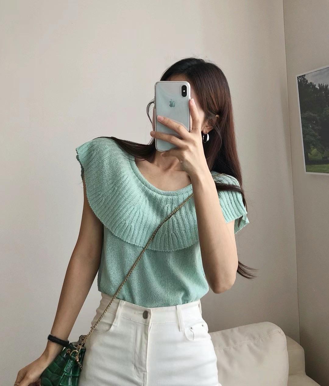 Knitted Peter Pan Collar Top *4 Colors