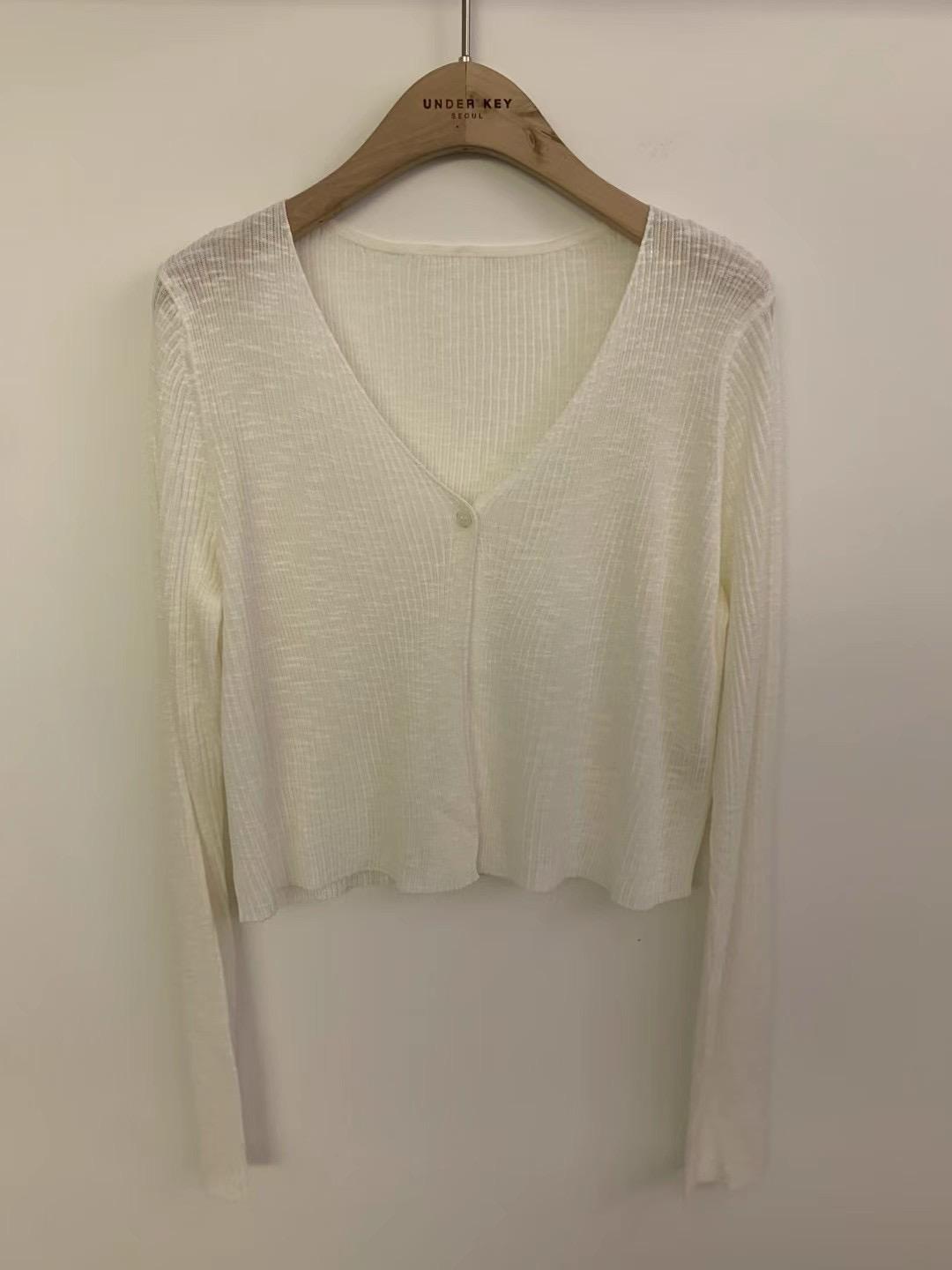 V-neck Sheer Long Sleeved Cardigan *4 Colors