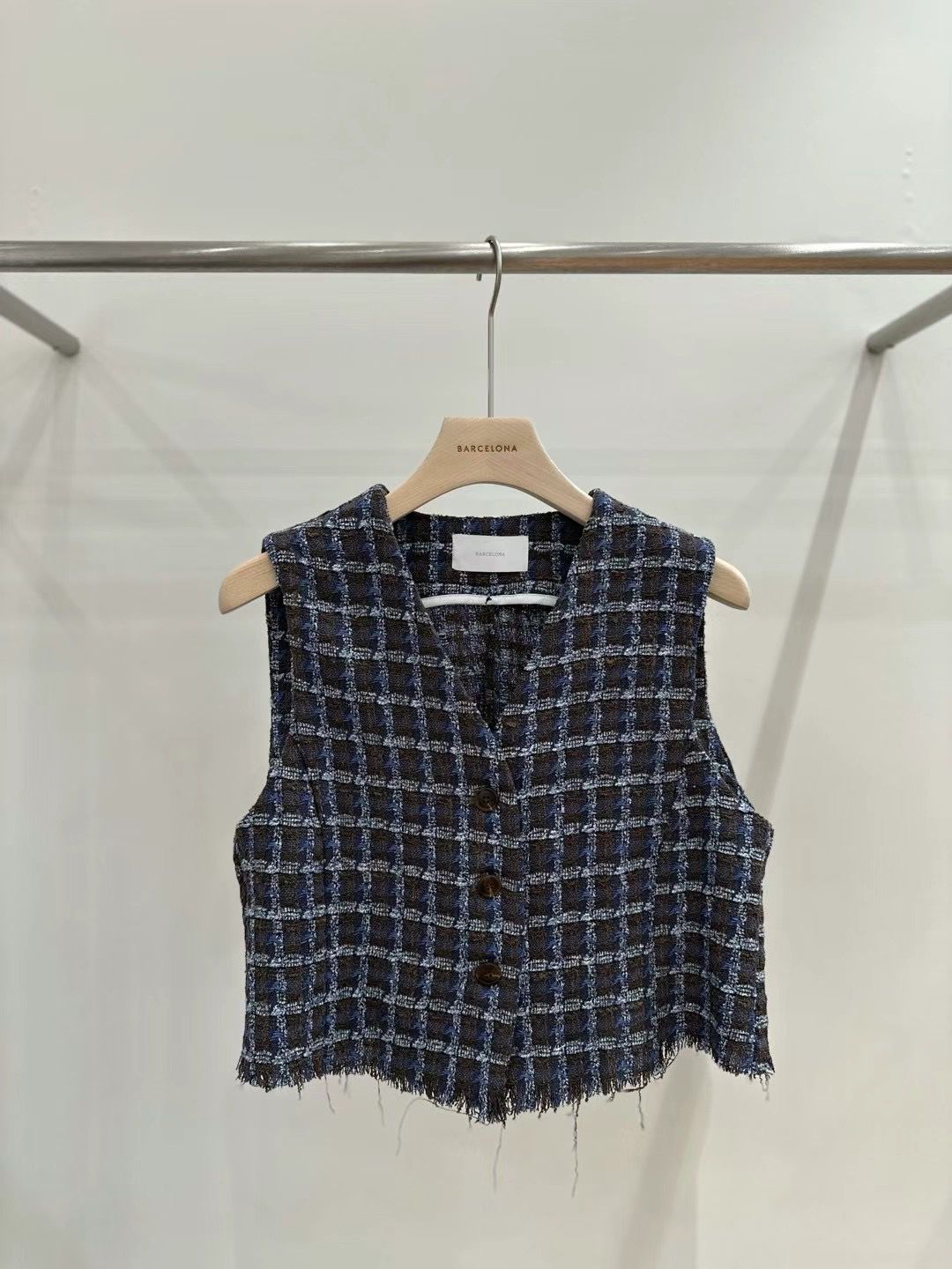 Fringed Plaid Vest *2 Colors