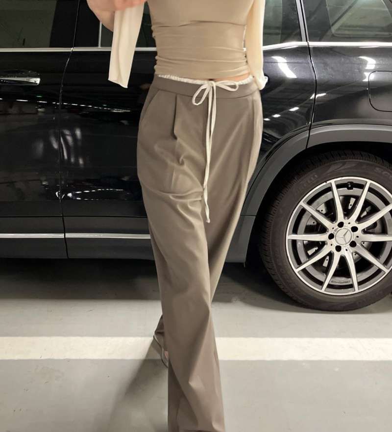 Waistband Straight Loose Pants *2 Colors