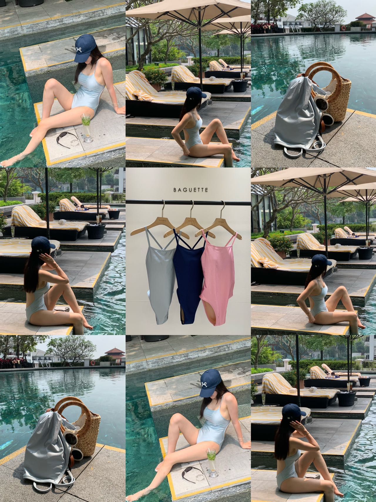 Solid Color One Piece Swimwear *3 Colors