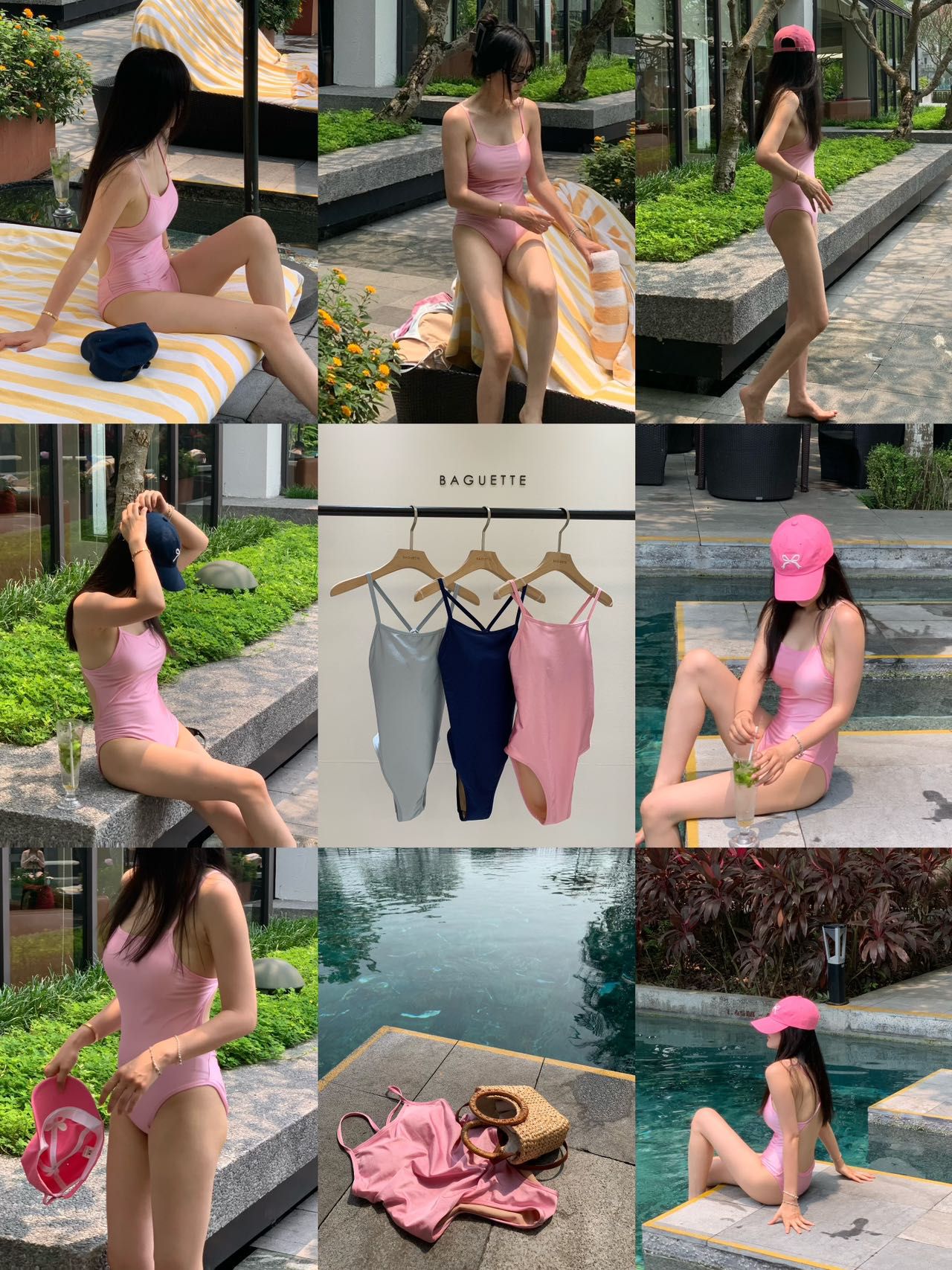 Solid Color One Piece Swimwear *3 Colors