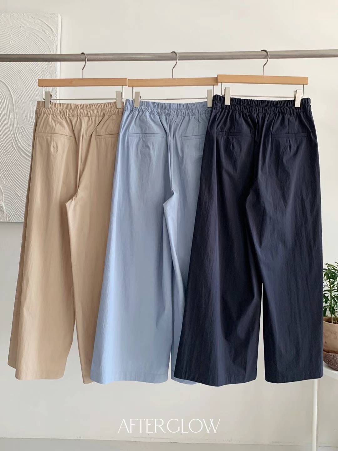 Cotton Blend Wide-leg Pants *3 Colors