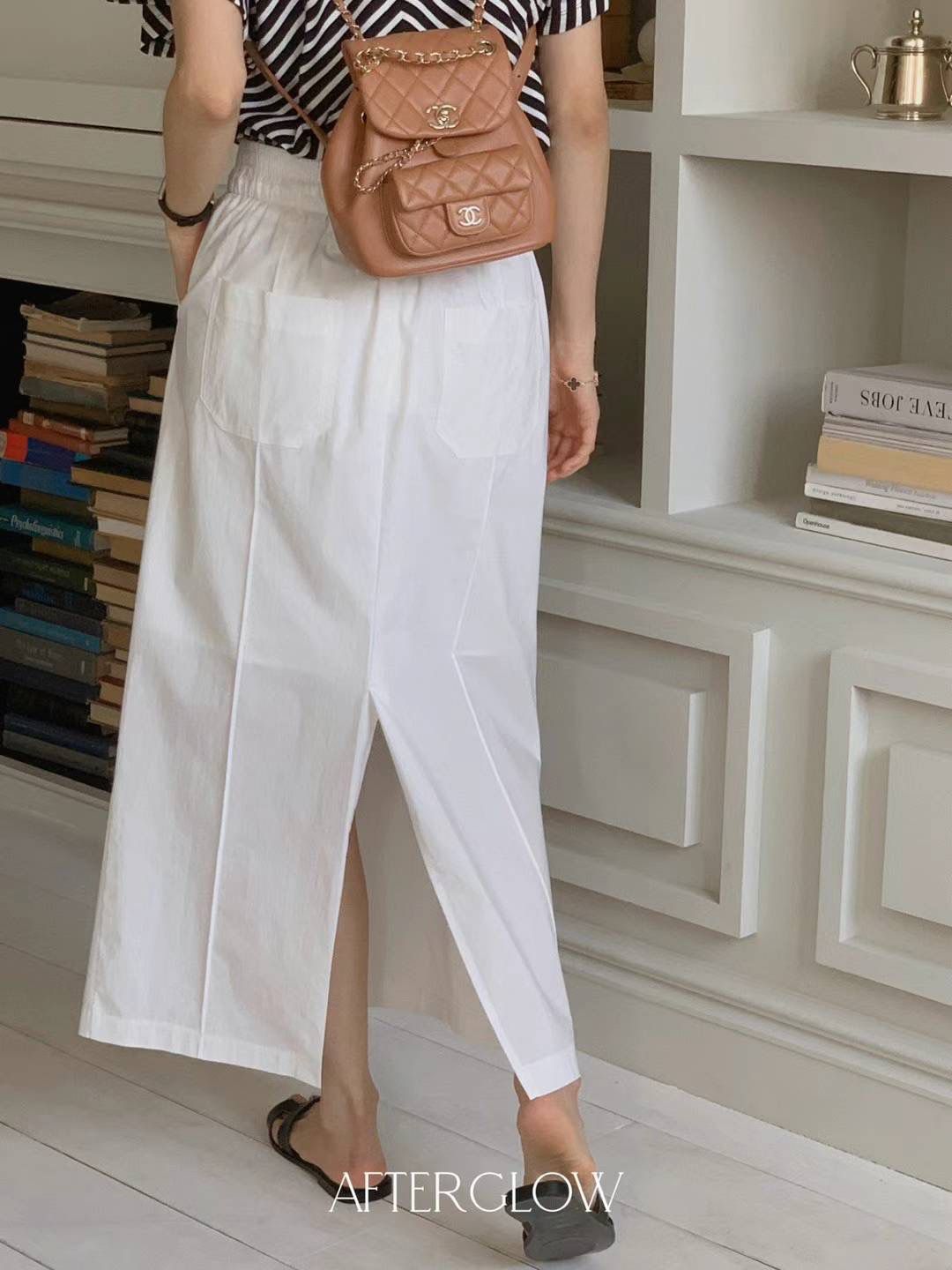 Cotton Blend Slit Maxi Skirt *3 Colors