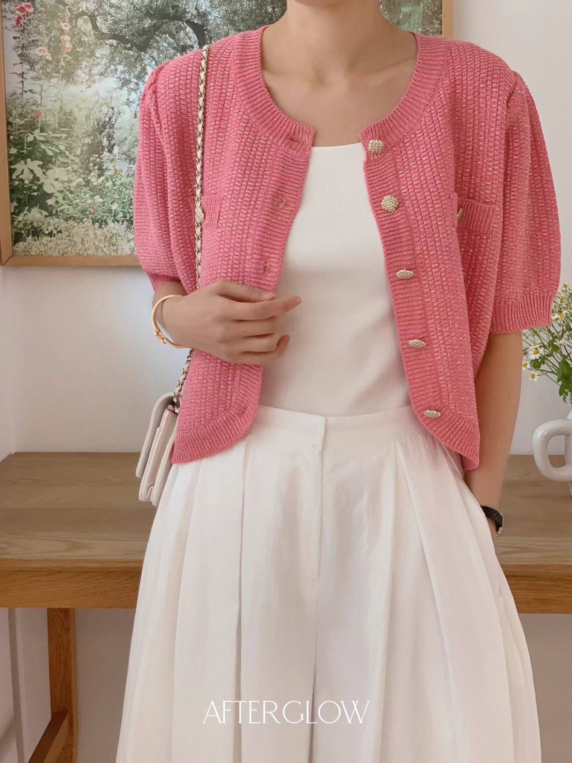 Ribbed Knit Short Sleeve Cardigan *3 Colors