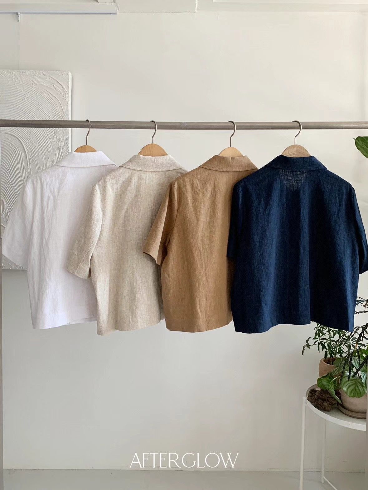 Collared Linen Short Sleeved Jacket *4 Colors