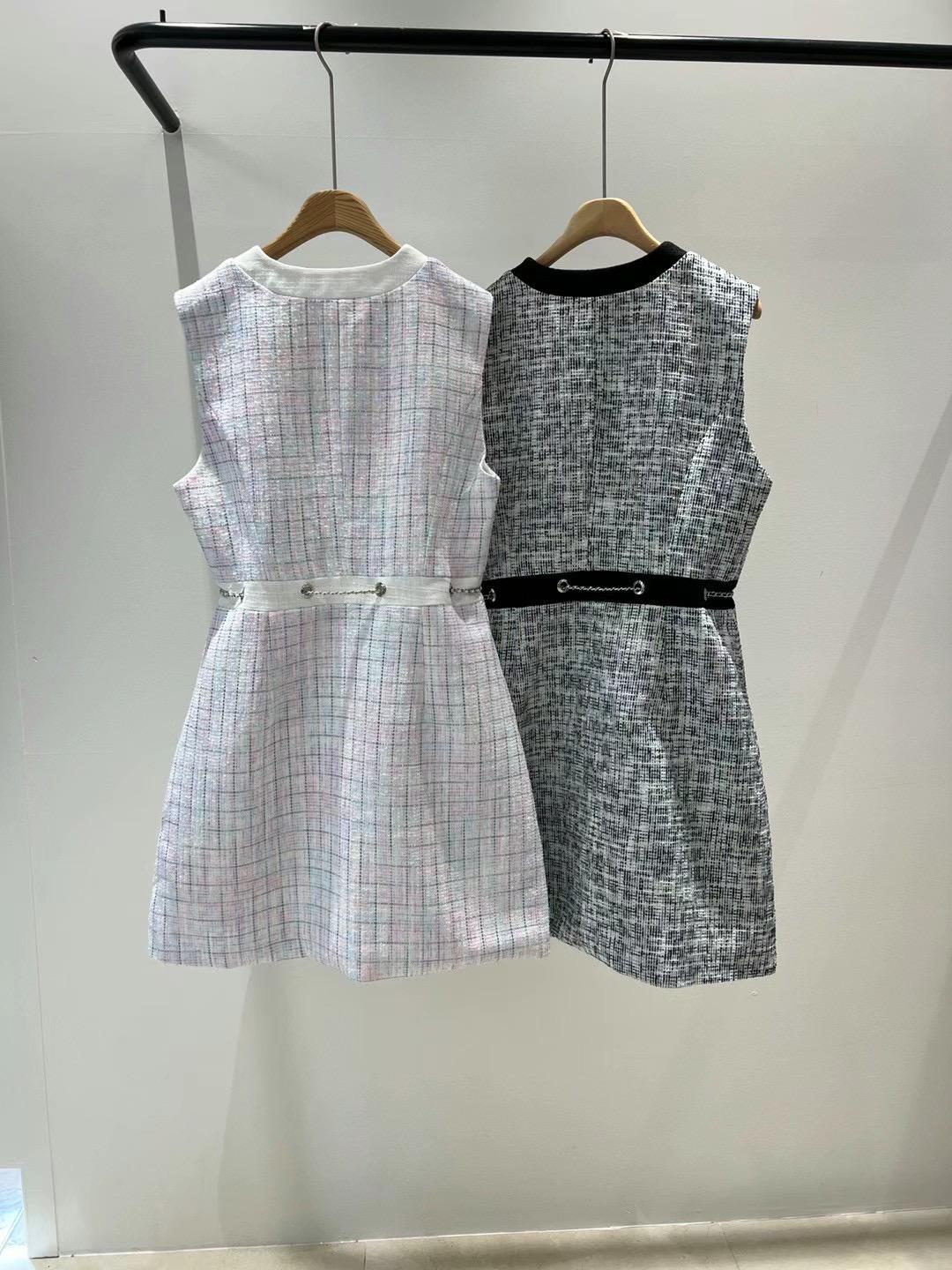 Tweed Belted Waist Sleeveless Dress *2 Colors