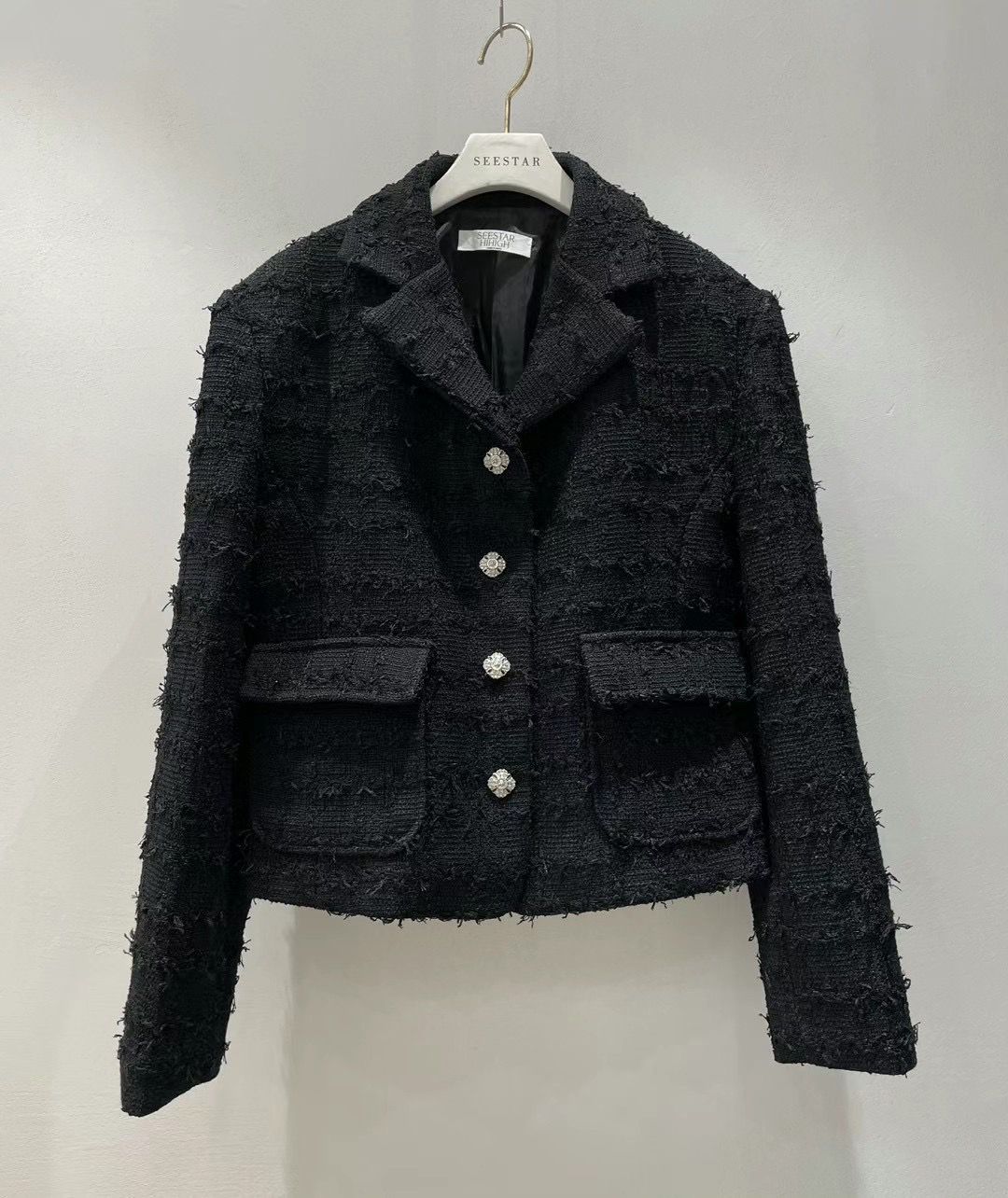 Cropped Tweed Long Sleeved Jacket *2 Colors