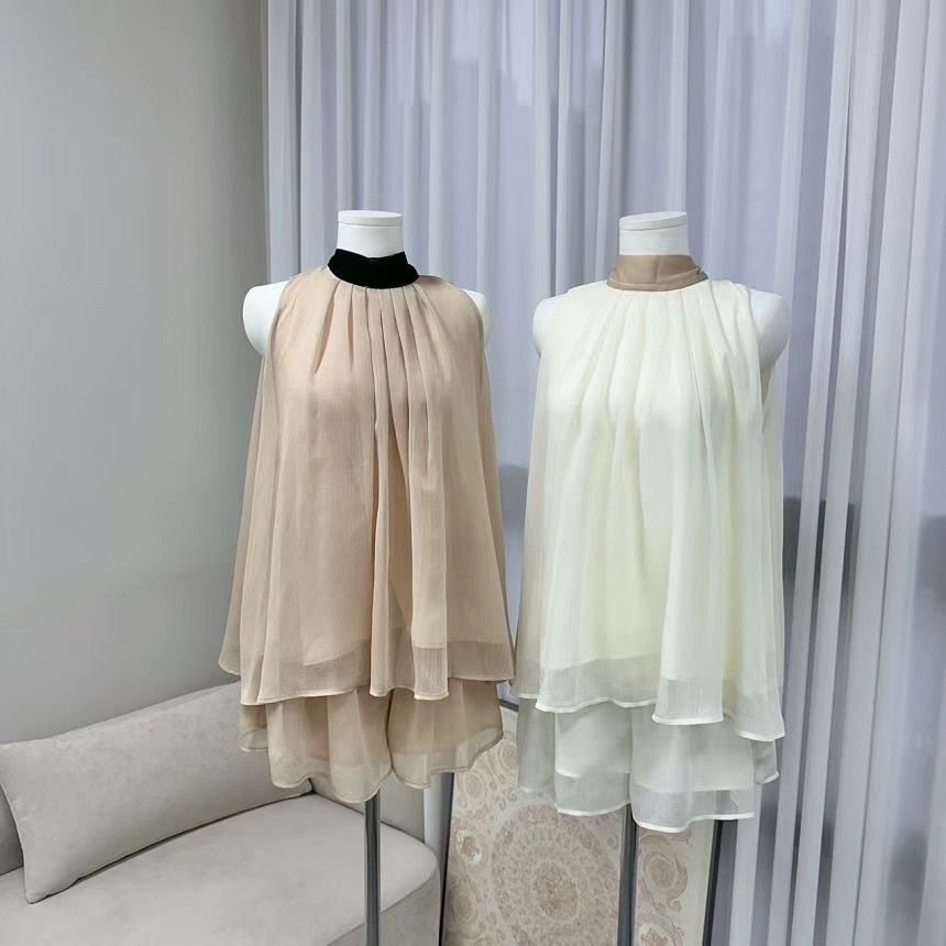 Chiffon Sleeveless Layered Two Piece Set *2 Colors