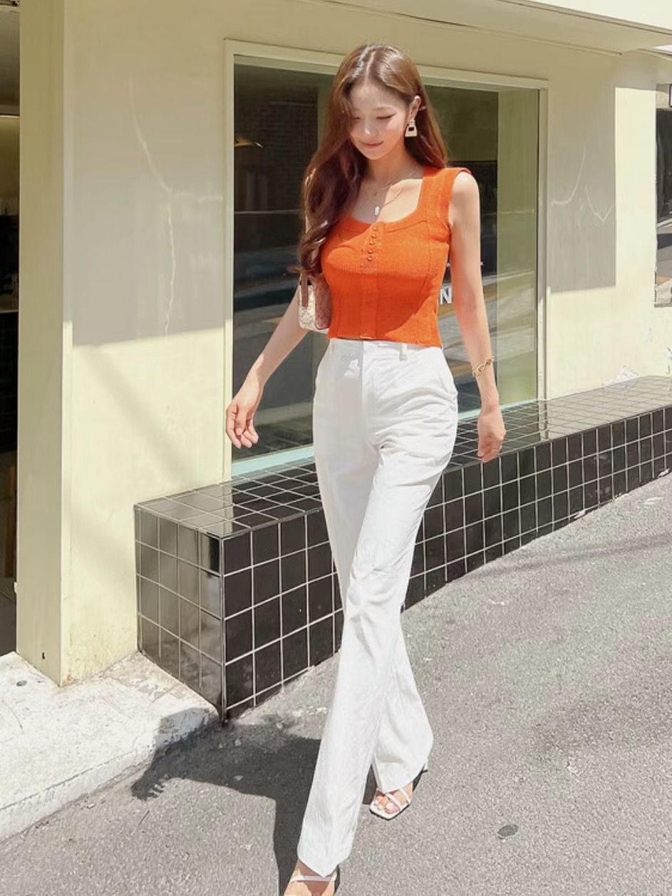 High-waisted Straight Pants *2 Colors