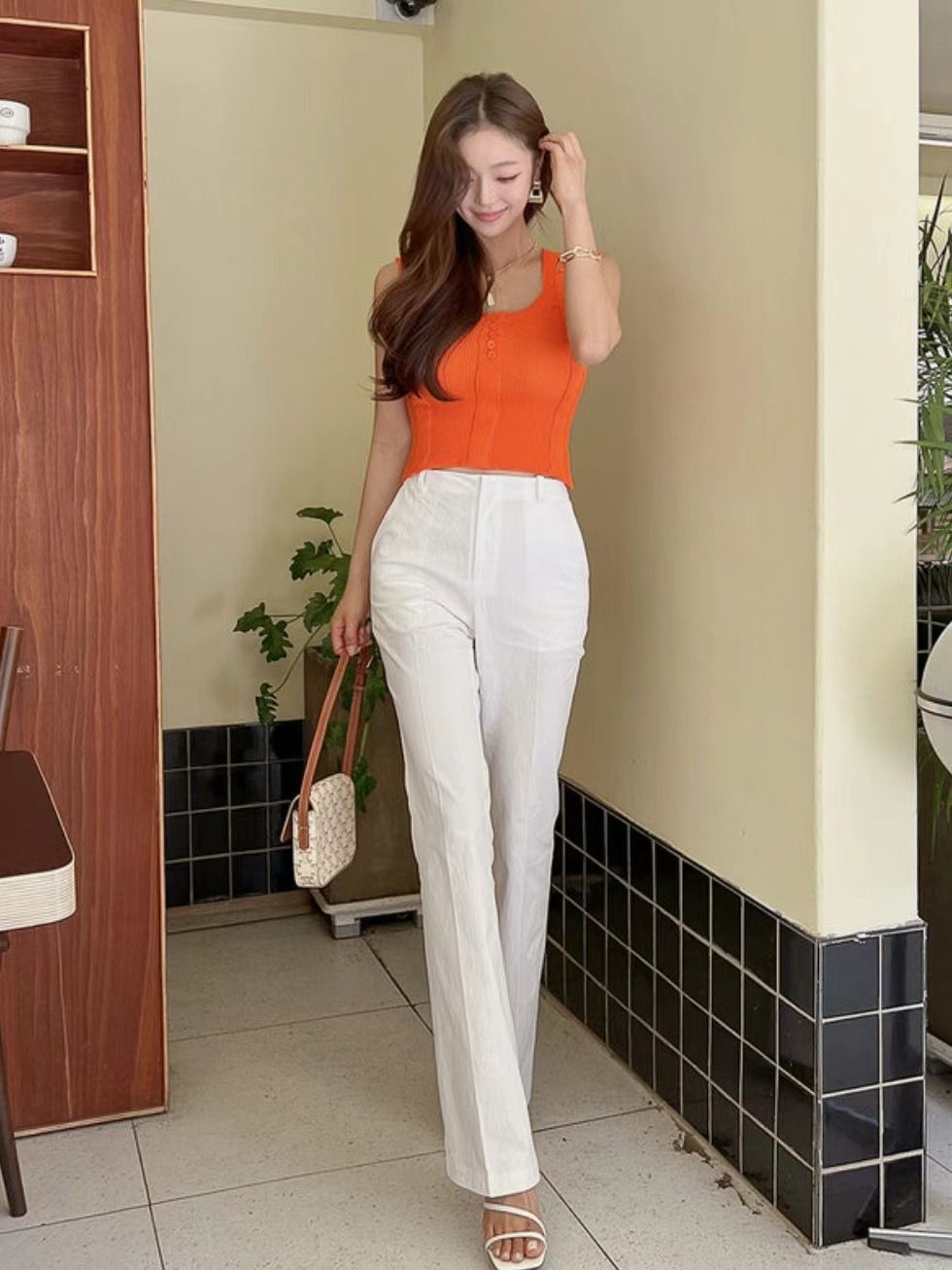 High-waisted Straight Pants *2 Colors