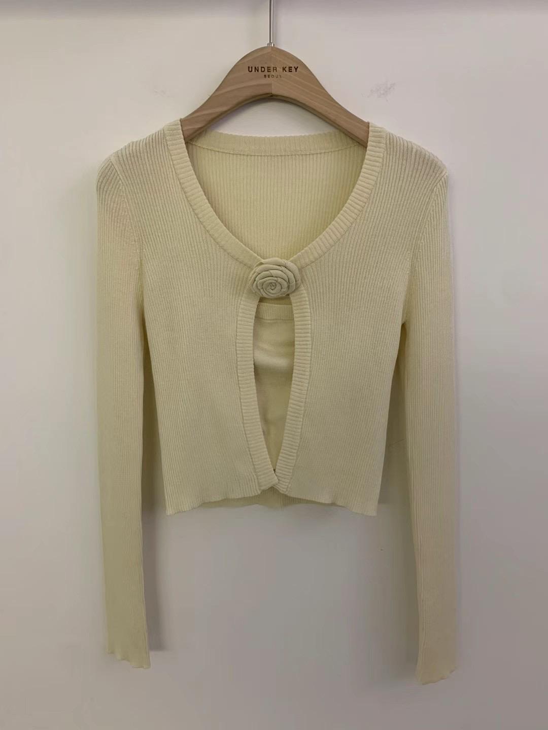 Open Front Knitted Cardigan & Tube Set *3 Colors