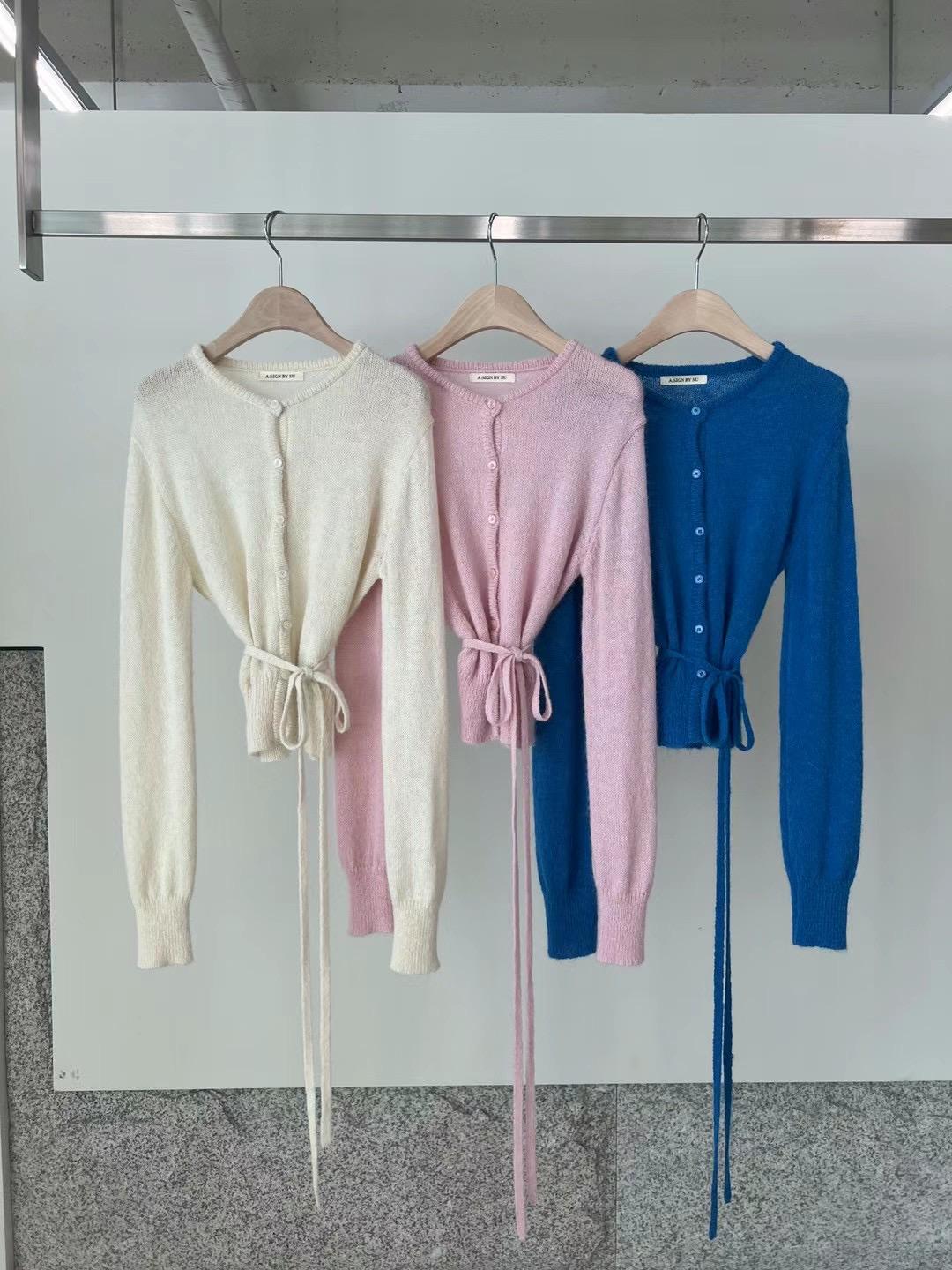 Knitted Waist String Cardigan *3 Colors