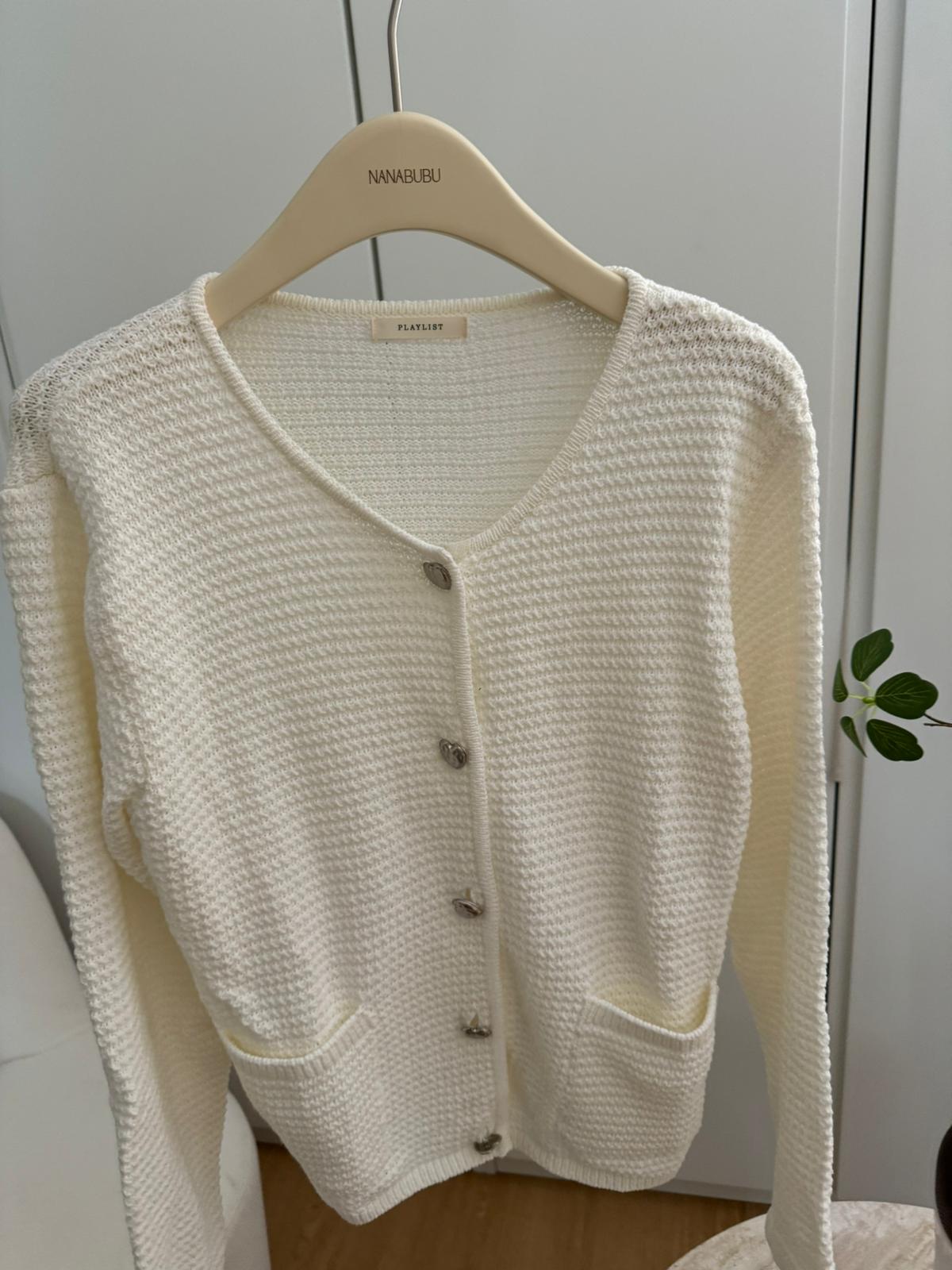 Long Sleeved V-neck Crochet Cardigan