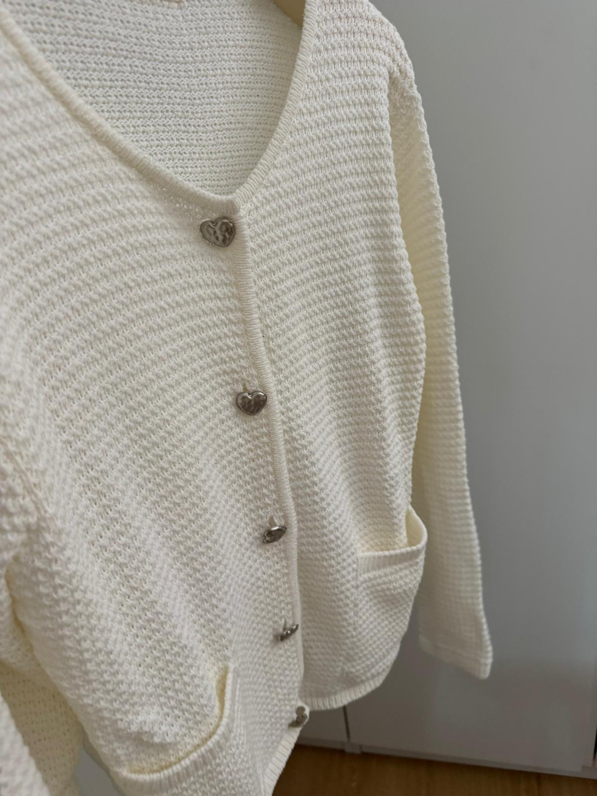 Long Sleeved V-neck Crochet Cardigan