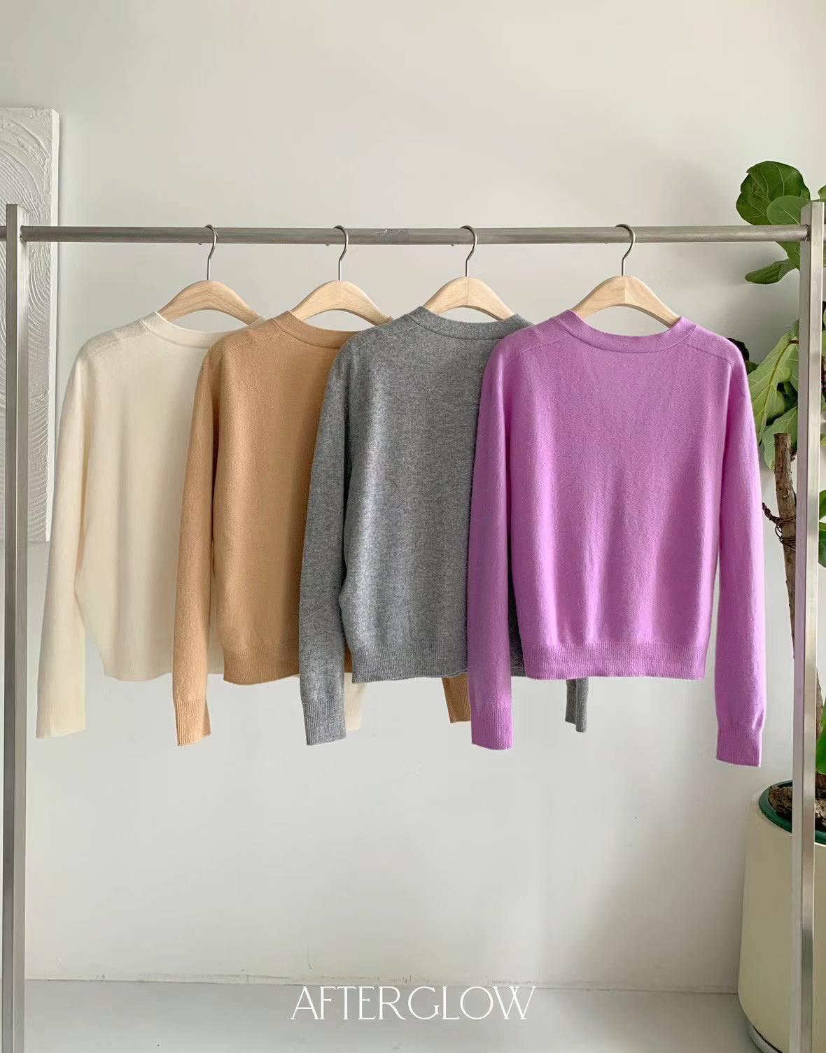 V-neck Wool Knit Cardigan *4 Colors