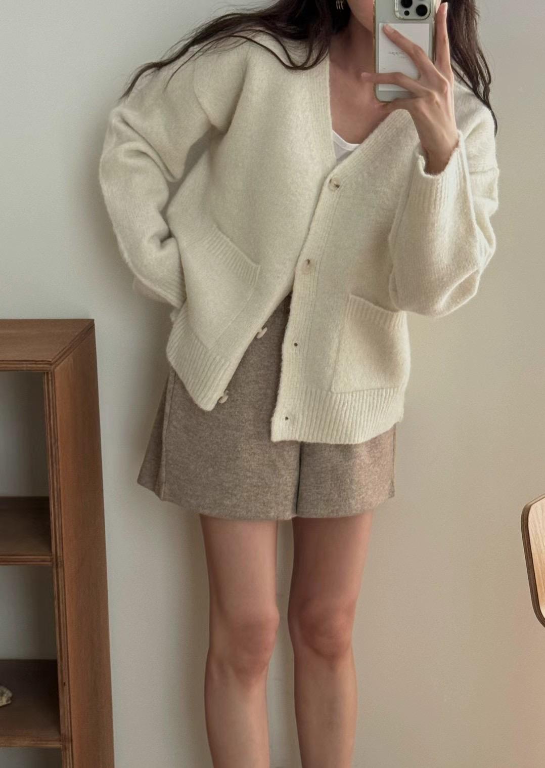 Knitted Wool Blend Sweater & Shorts Set *2 Colors