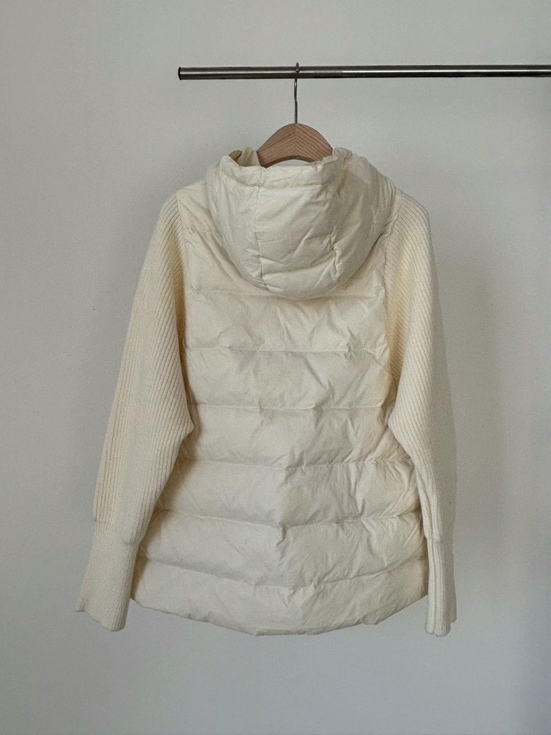 Puff Rib-knitted Sleeves Hooded Jacket *3 Colors