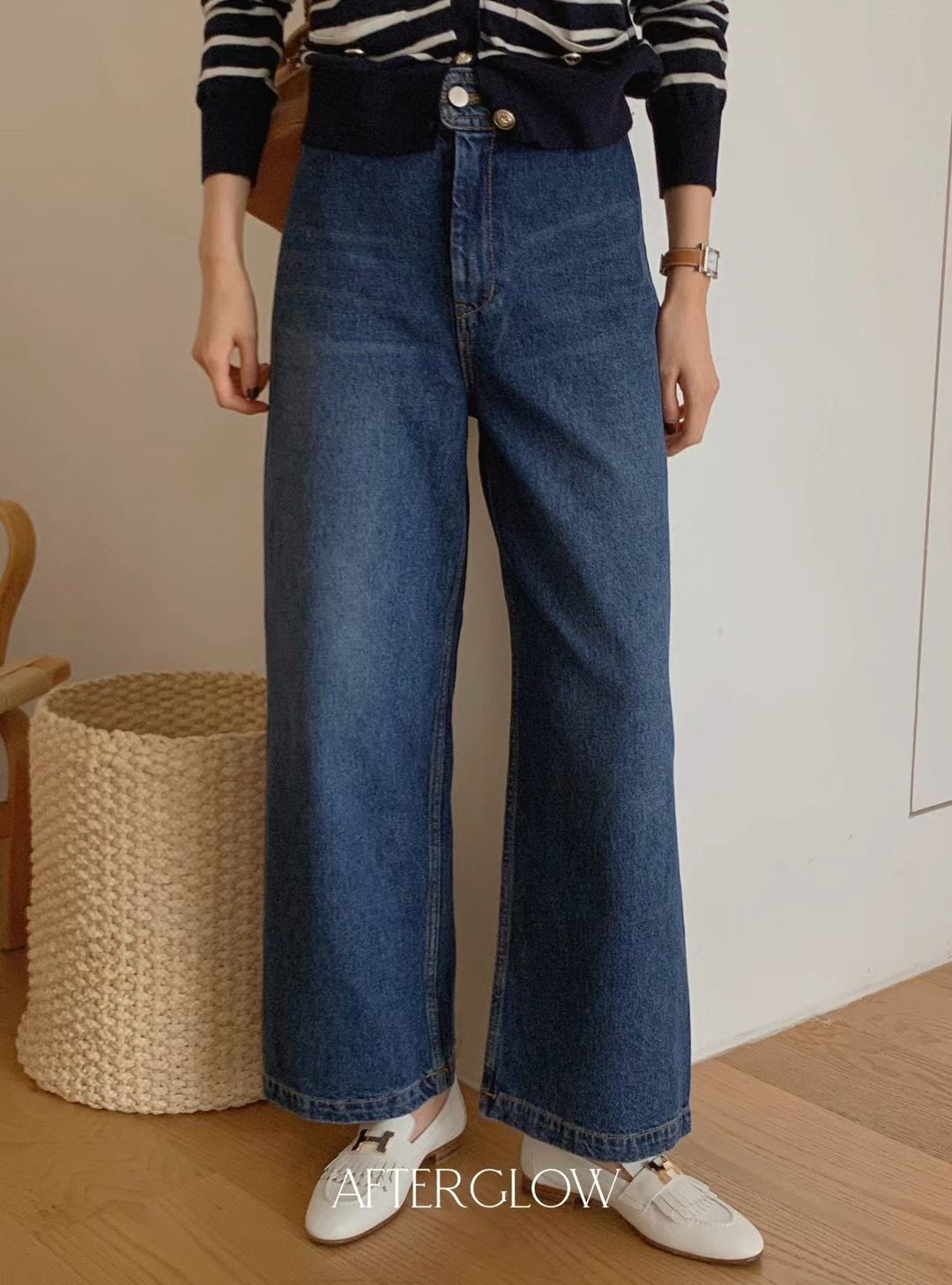 High Rise Straight Denim Jeans